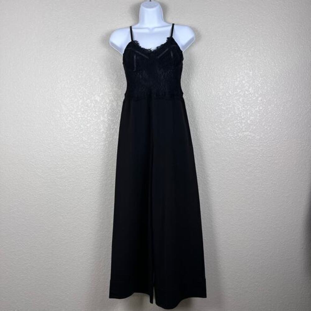 Bardot Jumpsuit Womens XXS Black Corset Wide Leg Sweetheart Unconventional Lace